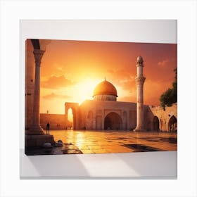 Dreamshaper V7 Al Aqsa Sketch Splash Oil Painting Sunset Backg 0 Canvas Print