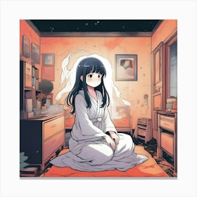 Manga Girl In A Room 1 Canvas Print