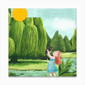 Little Girl In The Forest Canvas Print