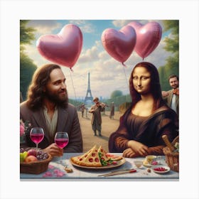 Dinner Mona Lisa and Da Vinci Eiffel Tower Canvas Print