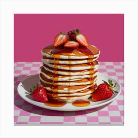 Pancakes With Syrup And Strawberries Canvas Print