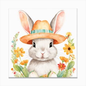 Floral Baby Rabbit Nursery Illustration (27) Canvas Print