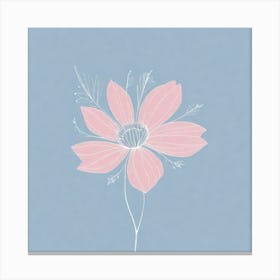 A White And Pink Flower In Minimalist Style Square Composition 286 Canvas Print