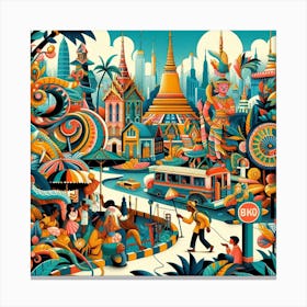 Thailand City Travel Poster Canvas Print