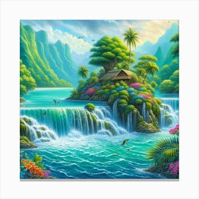 Waterfall In The Jungle Canvas Print