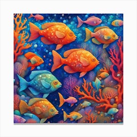 Underwater Mosaic - Fishes In The Sea Canvas Print