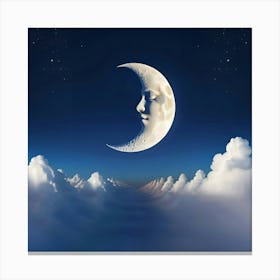 Moon And Clouds Canvas Print