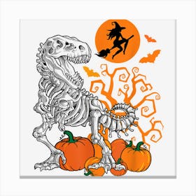 Halloween Boys Dinosaur Skeleton T Rex Scary Witch Moon Canvas Print