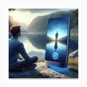 Man Looking At A Phone Canvas Print