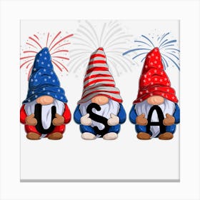 Limited Edition Boys 4th Of July Gnomes Patriotic Gnomes Canvas Print