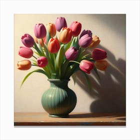 Tulips In A Vase Canvas Print