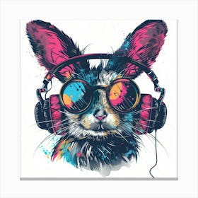 Rabbit With Headphones 8 Canvas Print