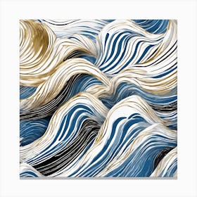 Waves Of Blue And Gold Canvas Print