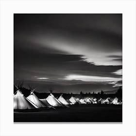 Teepees At Night 5 Canvas Print