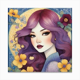 Asian Girl With Flowers 5 Canvas Print