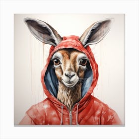 Watercolour Cartoon Gazelle In A Hoodie 1 Canvas Print