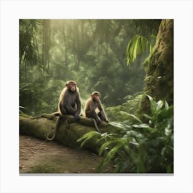 Monkeys In The Jungle 3 Canvas Print