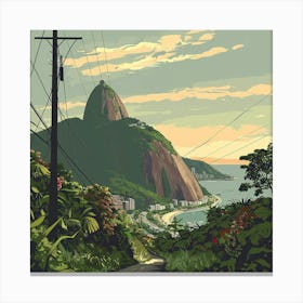 A Sugarloaf Mountain In Rio De Janeiro Lofi Illu 1719995814 3 Canvas Print