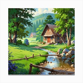 Cottage In The Countryside 4 Canvas Print