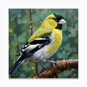 Ohara Koson Inspired Bird Painting American Goldfinch 3 Square Canvas Print