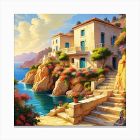 Villa on the Sea Canvas Print