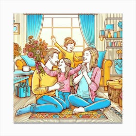 Happy Family Vector Illustration Canvas Print