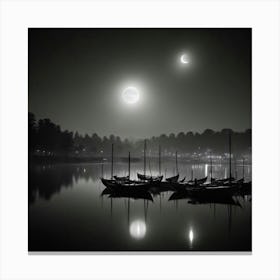 Moonlight Over The Lake Canvas Print