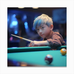 Boy Playing Pool Canvas Print