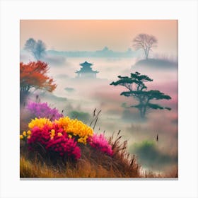 Pagoda in the mists Canvas Print