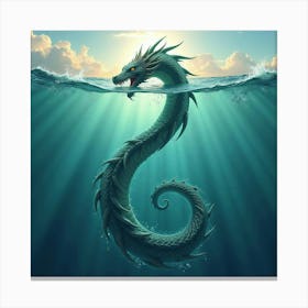 Mythical Sea Serpent Rising From The Ocean Depths, With Scales Glinting In Sunlight 1 Canvas Print