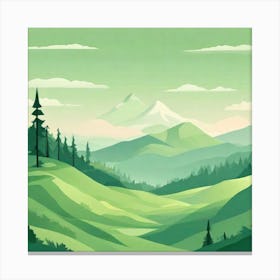 Misty mountains background in green tone 185 Canvas Print