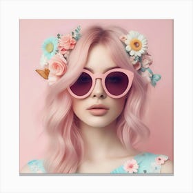 Beautiful Girl With Pink Hair Canvas Print