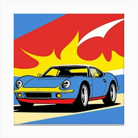 Racing Through Retro Cityscape Design Canvas Print