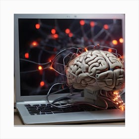 Brain On A Laptop Canvas Print