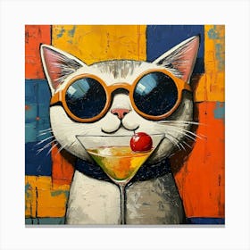 Cat With Martini 2 Canvas Print