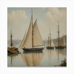 Sailboats In The Harbor Canvas Print