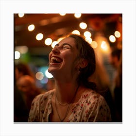 Laughing Woman At A Bar Canvas Print