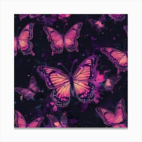 Pink Butterflies Wallpaper Canvas Print