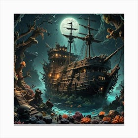 Pirate Ship In The Ocean 4 Canvas Print