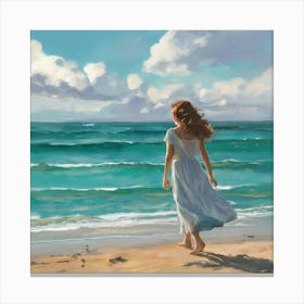 Girl At The Beach Canvas Print