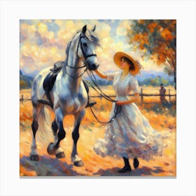 Girl With A Horse Canvas Print