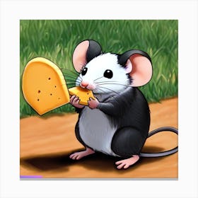 Pop Art Print | Mouse With Cheese Already Happily Stares At Floating Cheese Canvas Print