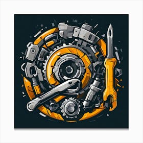 Logo Vector Tools Wrench Hammer Screwdriver Saw Pliers Drill Gear Nuts Bolts Spanner Ch (6) Canvas Print