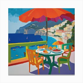 The Amalfi Coast Series in Style of David Hockney 1 Canvas Print