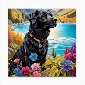 Dog With Flowers 1 Canvas Print