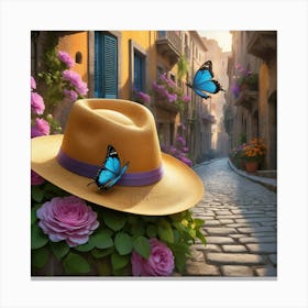 Hat And Roses Canvas Print