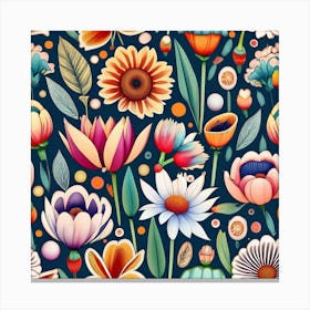 Flowers Watercolor Vector White Background C Canvas Print