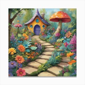 Fairy Garden Paintings Art Print 1 Canvas Print