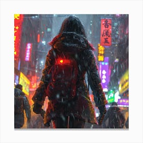 Girl Walking In The Snow Canvas Print