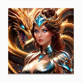 Woman With A Dragon ll Canvas Print